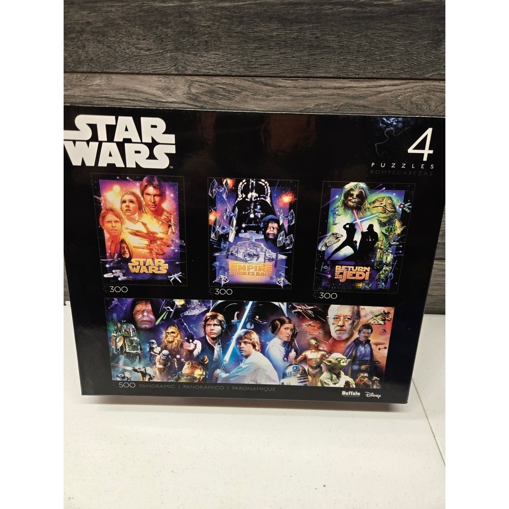 Star Wars 4 Puzzle Set Buffalo Games 300 & 500 Piece Panoramic Original Trilogy
